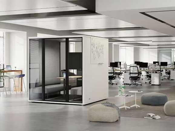 Quiet booths in an open-plan office