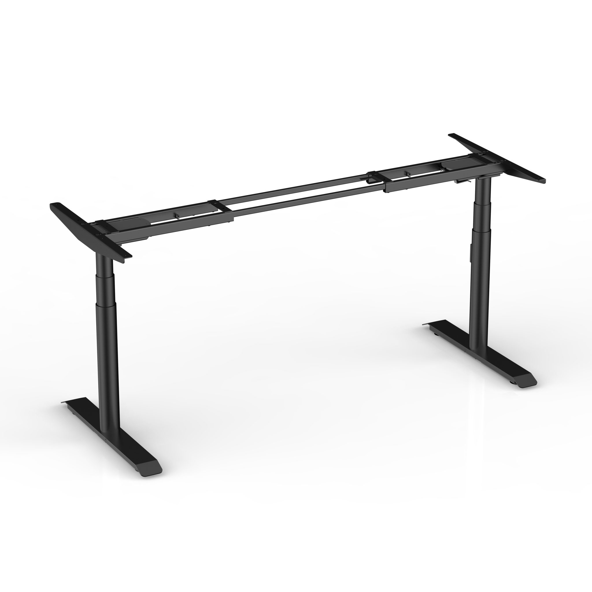 Black standing desk frame with round columns